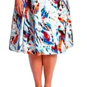 Chelsea & Theodore Abstract Print Midi Skirt Size 2X.
